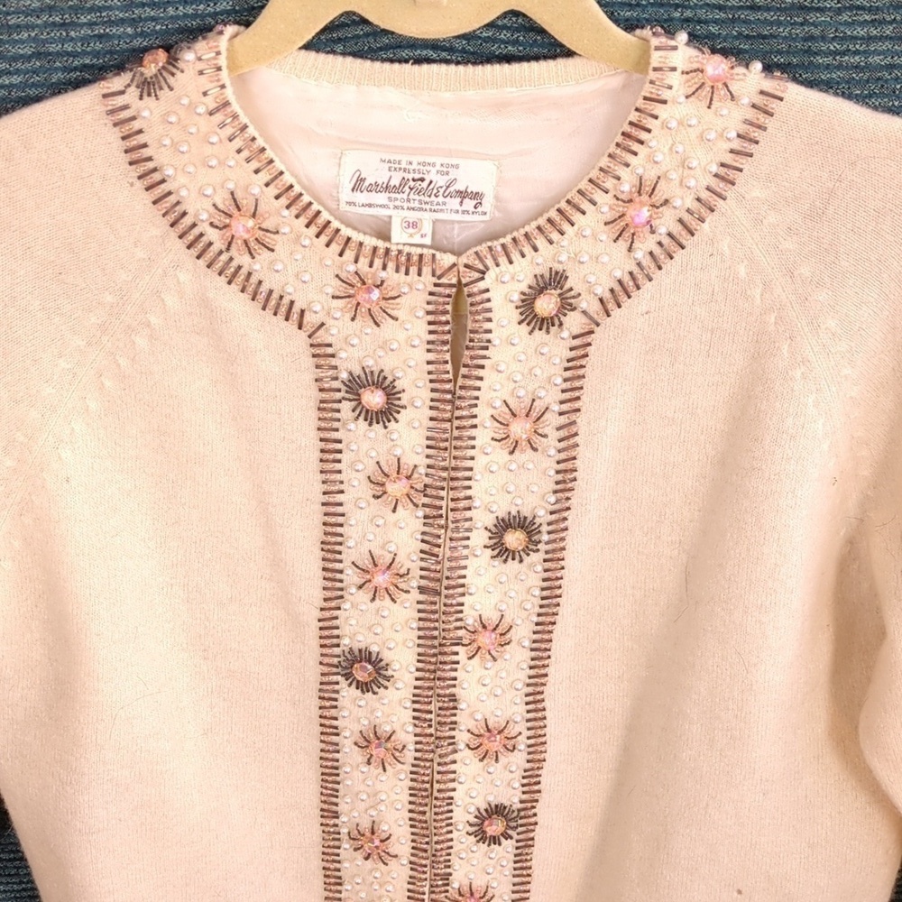 Vintage Marshall Field & Company Beaded Wool/Angora Sweater - Picture 3 of 16